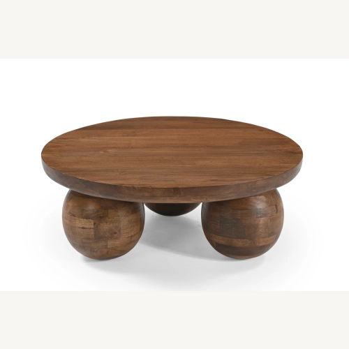 Marmoholz Siena – Stolik Kawowy | Brązowy Mango | Ø80 cm